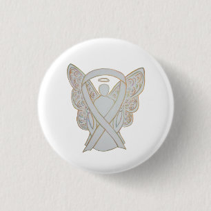 Badge Rond 2,50 Cm Ruban de sensibilisation à l'angle blanc Peintures