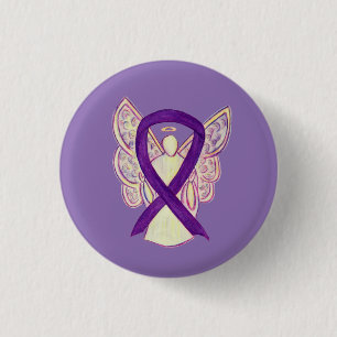 Badge Rond 2,50 Cm Ruban de sensibilisation à l'angle violet Épingles