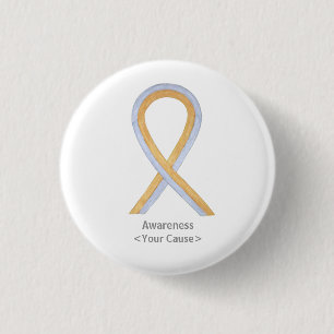 Badge Rond 2,50 Cm Ruban de sensibilisation à l'or et à l'argent Épin