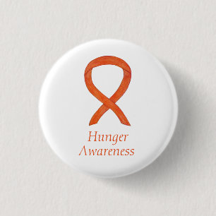 Badge Rond 2,50 Cm Ruban de sensibilisation à l'orange à la faim