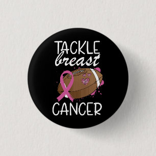 Badge Rond 2,50 Cm Ruban de sensibilisation au cancer du sein Tackle 