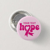 Badge Rond 2,50 Cm Ruban de sensibilisation au cancer du sein Texte o (Devant & derrière)