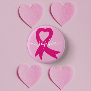 Badge Rond 2,50 Cm Ruban de sensibilisation au cancer du sein Texte o