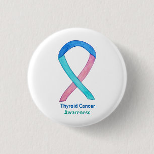 Badge Rond 2,50 Cm Ruban de sensibilisation au cancer du thyroïde Ru