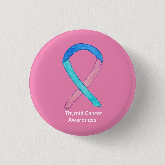 Badge Rond 2,50 Cm Ruban de sensibilisation au cancer du thyroïde Rub (Devant)