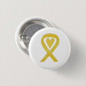 Badge Rond 2,50 Cm Ruban de sensibilisation au coeur jaune Peintures (Devant & derrière)