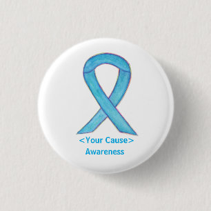 Badge Rond 2,50 Cm Ruban de sensibilisation bleu clair Bouton d'art p