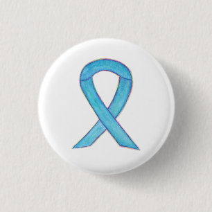 Badge Rond 2,50 Cm Ruban de sensibilisation bleu clair Bouton d'art p
