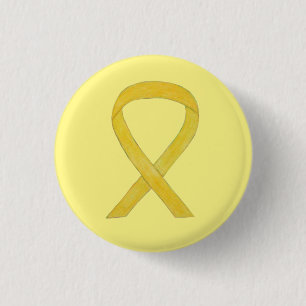 Badge Rond 2,50 Cm Ruban de sensibilisation jaune Pins d'art personna