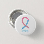Badge Rond 2,50 Cm Ruban de sensibilisation rose et bleu Écrans d'art (Devant & derrière)