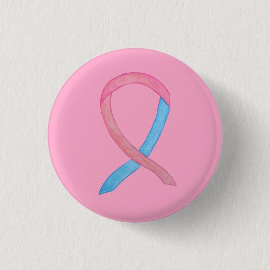 Badge Rond 2,50 Cm Ruban de sensibilisation rose et bleu - Pins perso (Devant)