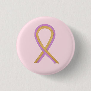 Badge Rond 2,50 Cm Ruban de sensibilisation rose et or Étiquettes de 