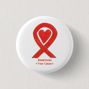 Badge Rond 2,50 Cm Ruban de sensibilisation rouge avec pinces d'art p