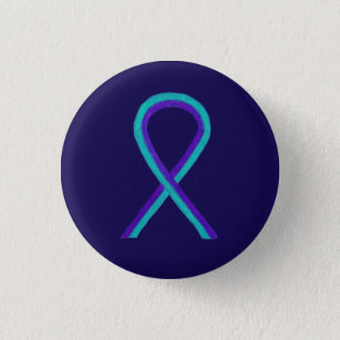 Badge Rond 2,50 Cm Ruban de sensibilisation Turquoise et violette Épi