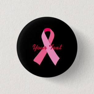 Badge Rond 2,50 Cm Ruban rose avec texte personnalisé