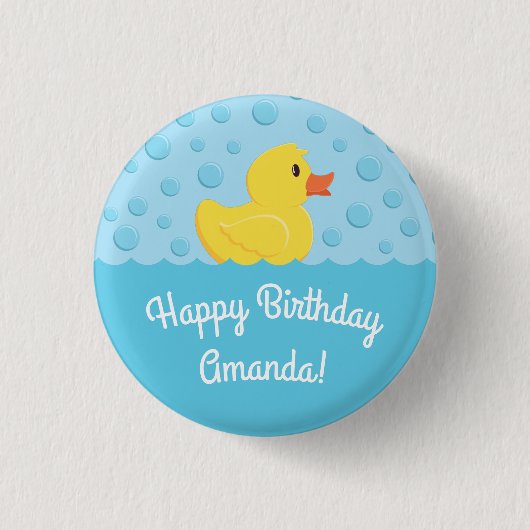 Badge Rond 2,50 Cm Rubber Ducky 1er Anniversaire Fête Enfants bébé (Devant)