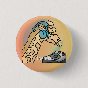 Badge Rond 2,50 Cm Rue Girafe rétro avec casque
