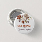 Badge Rond 2,50 Cm Rustic Give Thanks Fall Floral (Devant & derrière)