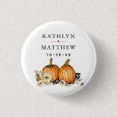 Badge Rond 2,50 Cm Rustique Botanique Automne Citrouille Mariage de a (Devant)