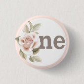 Badge Rond 2,50 Cm Rustique Floral Shabby Chic Roses 1er anniversaire (Devant)