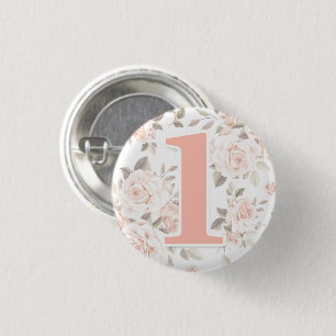 Badge Rond 2,50 Cm Rustique Floral Shabby Chic Roses 1er anniversaire