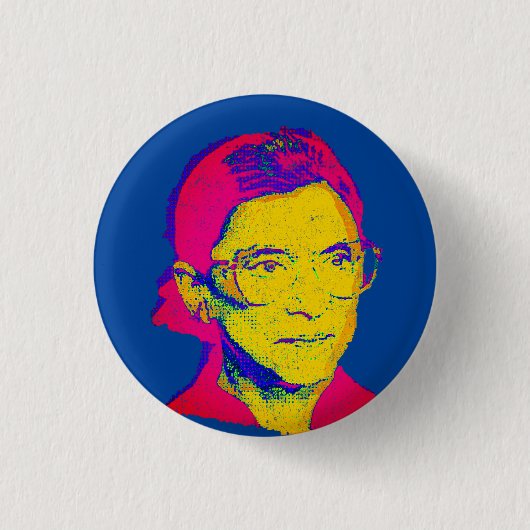 Badge Rond 2,50 Cm Ruth Bader Ginsburg 1983, Pop Art Portrait (Devant)