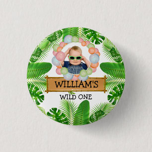 Badge Rond 2,50 Cm Safari Animaux Wild One Birthday PHOTO