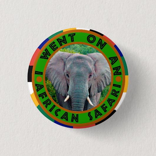 Badge Rond 2,50 Cm Safari d'éléphant de taureau (Devant)