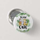 Badge Rond 2,50 Cm Safari Wild One 1er anniversaire (Devant & derrière)