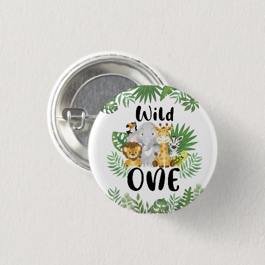 Badge Rond 2,50 Cm Safari Wild One 1er anniversaire (Devant & derrière)