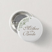 Badge Rond 2,50 Cm Sage Green Fleur de Lis Script Mère de la Mariée (Devant & derrière)