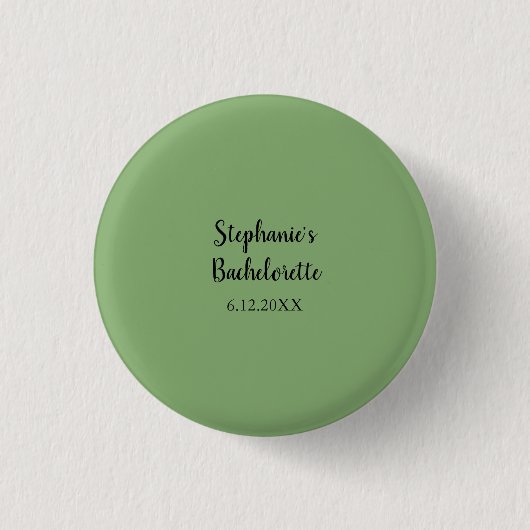 Badge Rond 2,50 Cm Sage Green Moderne Mariage Bachelorette Favoriser (Devant)