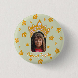 Badge Rond 2,50 Cm Sage Mist Princess Couronne Fleurie Photo Annivers