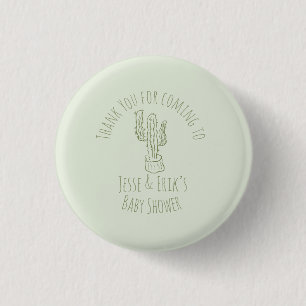 Badge Rond 2,50 Cm Saguaro Cactus Hand Drawn Green Baby Shower