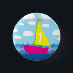 Badge Rond 2,50 Cm Sailing Sail Boat Cute Kids 1st Birthday Party<br><div class="desc">This adorable kid's sail boat cute spring 1st birthday party theme is great for a little one turning 1!  Perfect for the kid who loves sailing or has a spring birthday party!</div>