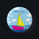 Badge Rond 2,50 Cm Sailing Sail Boat Cute Kids 1st Birthday Party<br><div class="desc">This adorable kid's sail boat cute spring 1st birthday party theme is great for a little one turning 1!  Perfect for the kid who loves sailing or has a spring birthday party!</div>