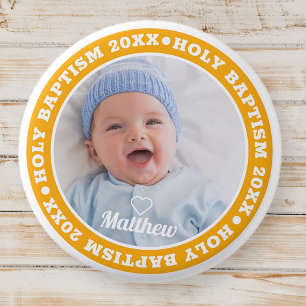 Badge Rond 2,50 Cm Saint-Baptême Simple moderne photo personnalisée