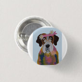 Badge Rond 2,50 Cm Saint Bernard Hippie (Devant & derrière)