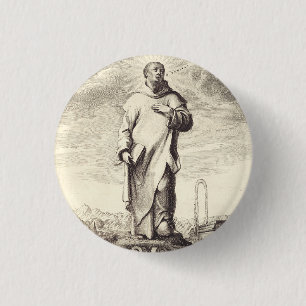 Badge Rond 2,50 Cm Saint Bruno de Cologne Gravure Ancienne Style Arti