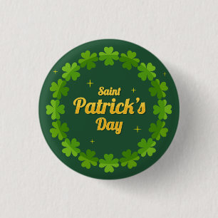 Badge Rond 2,50 Cm Saint Patrick's Day Shamrock vert irlandais