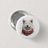 Badge Rond 2,50 Cm Saint-Valentin Samoyède Chien (Devant & derrière)