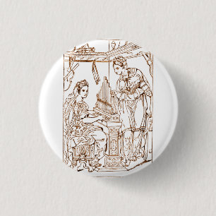 Badge Rond 2,50 Cm Sainte Cécile avec Sainte Catherine d'Alexandrie