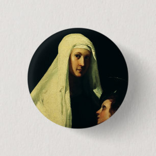 Badge Rond 2,50 Cm Sainte Françoise de Rome Ange Gardien Beaux-Arts