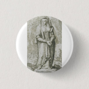 Badge Rond 2,50 Cm Sainte Hildegarde de Bingen Art Mystique Médiéval