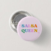 Badge Rond 2,50 Cm salsa danse reine latin moderne blanc simple (Devant & derrière)