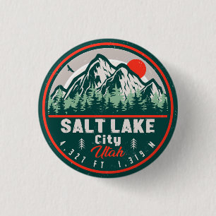 Badge Rond 2,50 Cm Salt Lake City Utah Retro Sunset Souvenirs 60s