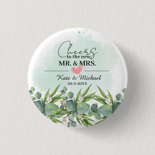 Badge Rond 2,50 Cm Salue Verdure Eucalyptus Mariage botanique Butt (Devant)