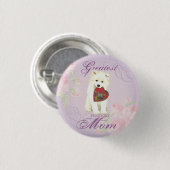 Badge Rond 2,50 Cm Samoyed Heart Maman (Devant & derrière)