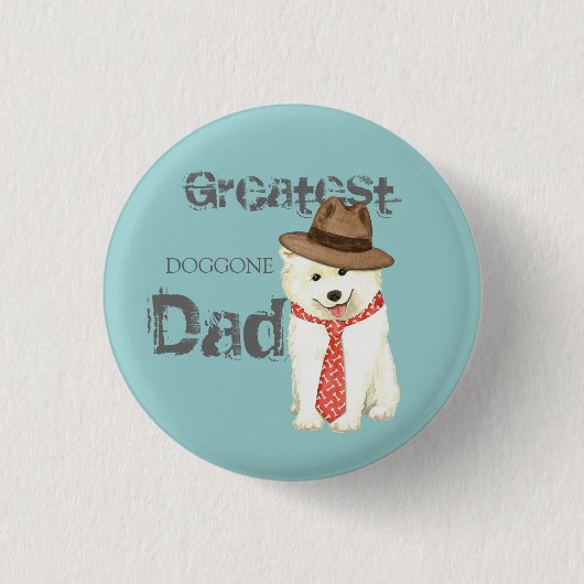 Badge Rond 2,50 Cm Samoyed Papa (Devant)