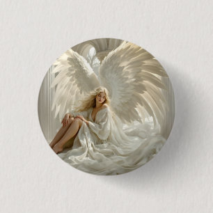 Badge Rond 2,50 Cm Sanctum des Ailes - Angel dans les Halls de Lumièr
